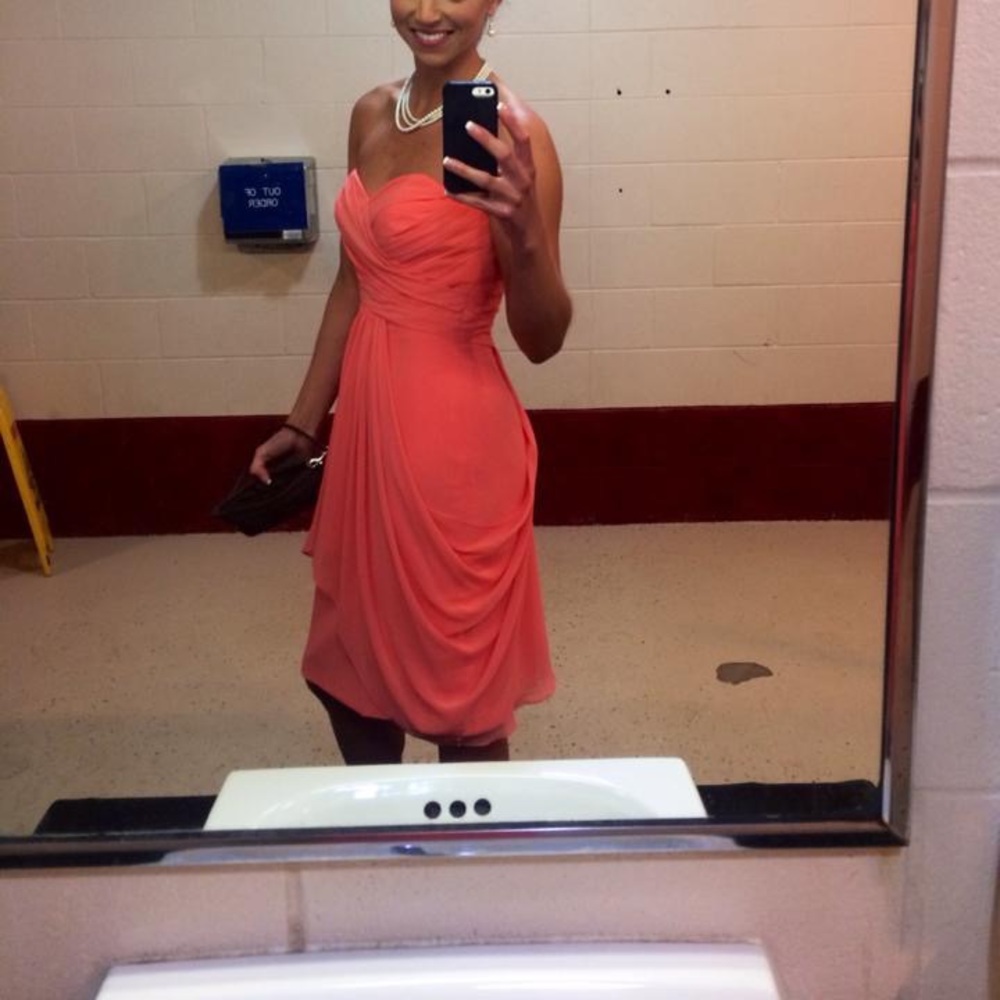 Coral Chiffon Semi Formal Dress
